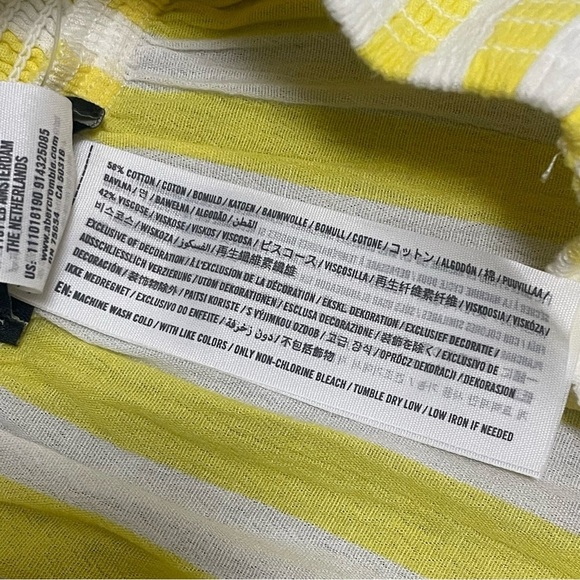 Abercrombie & Fitch Wide Leg Beach Pants Yellow White Stripe Split Leg Sz XS NWT - Picture 7 of 9